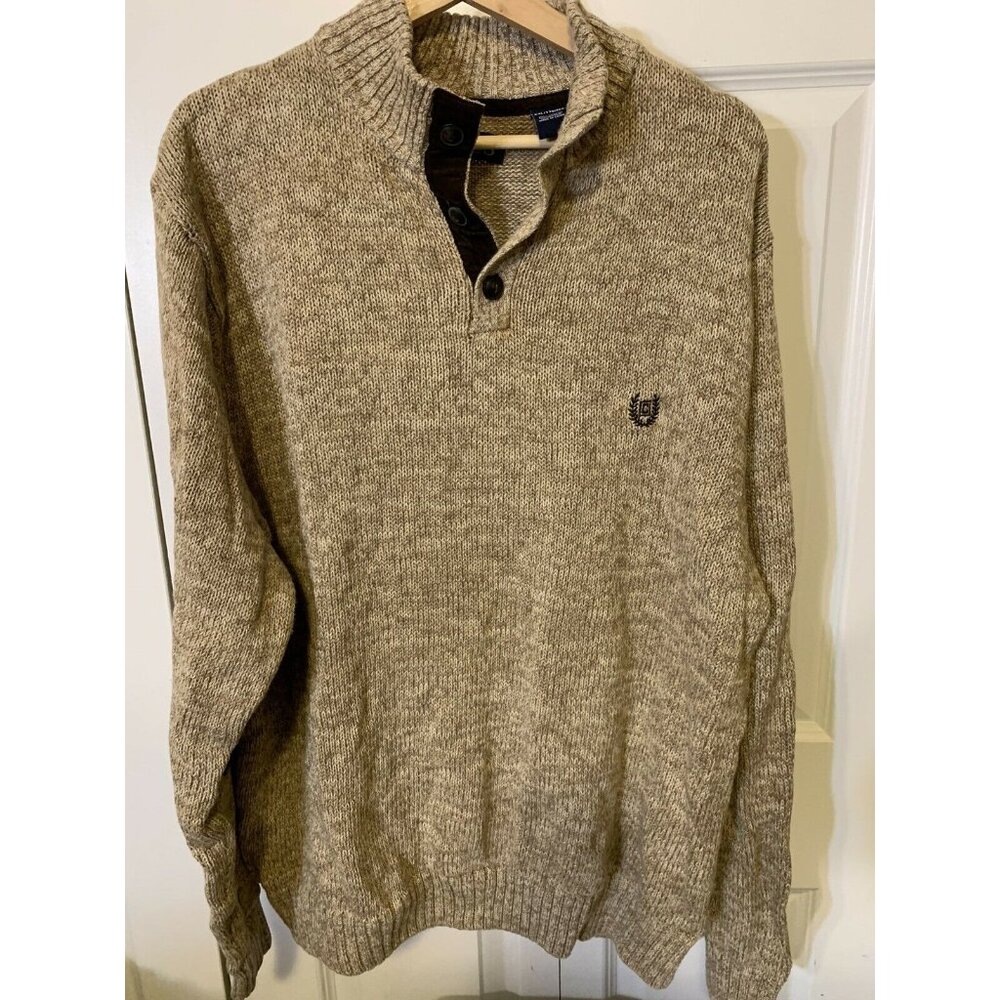 Chaps Men's Sz XXL‎ Elbow Patch Pullover Brown Cotton Sweater